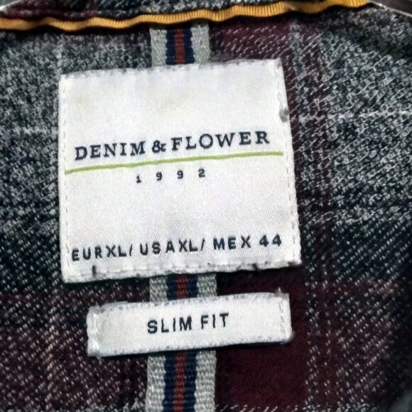 Burgundy & Grey Plaid Midweight Flannel Shirt  Super Soft & Stylish Details XL - Picture 2 of 9